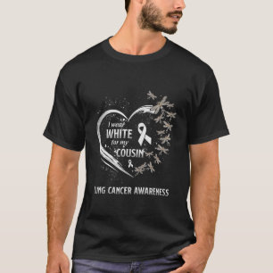 I Wear White For Cousin Dragonfly Ribbon Lung Canc T-Shirt