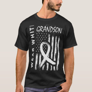 I Wear White For Grandson Lung Cancer Awareness Fl T-Shirt