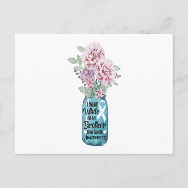 I Wear White For My Bro Lung Cancer Awareness Gift Announcement Postcard (Front)