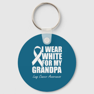 I wear white for my grandpa lung cancer awareness key ring