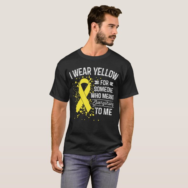 I Wear Yellow - Awareness Yellow Ribbon Gift T-Shirt (Front Full)