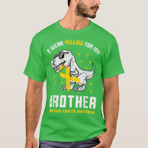 I Wear Yellow For My Brother Childhood Cancer Dino T-Shirt