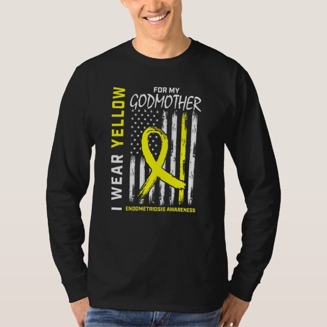 I Wear Yellow For My Godmother Endometriosis Aware T-Shirt (Front)