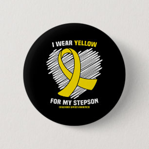 I Wear Yellow For My Stepson Childhood Cancer Awar 6 Cm Round Badge