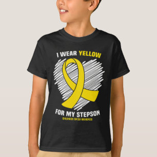 I Wear Yellow For My Stepson Childhood Cancer Awar T-Shirt