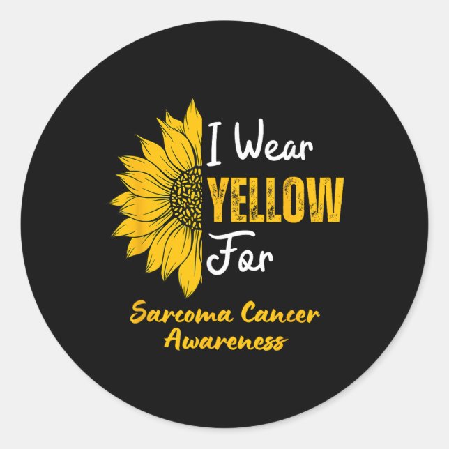 I Wear Yellow For Sarcoma Cancer Awareness Sunflow Classic Round Sticker (Front)
