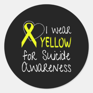 I Wear Yellow For Suicide Awareness Ribbon  Classic Round Sticker