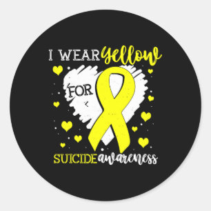 I Wear Yellow For Suicide Awareness Ribbon Graphic Classic Round Sticker