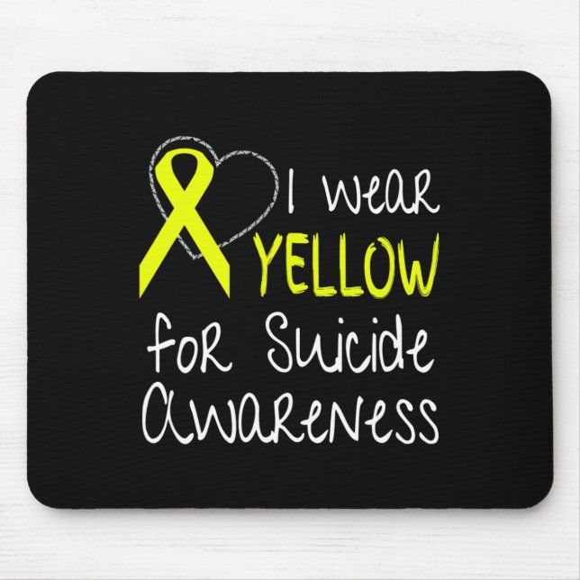 I Wear Yellow For Suicide Awareness Ribbon  Mouse Pad (Front)