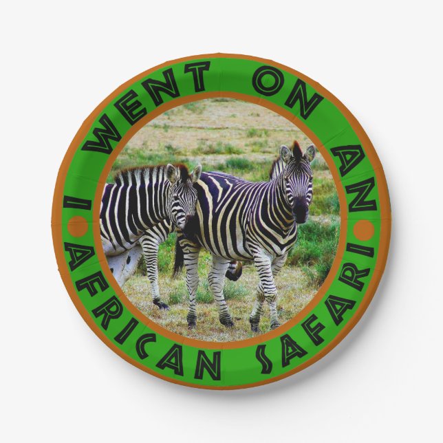 I Went on An African Safari Zebra Pair Paper Plate (Front)