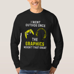 I Went Outside Once Video Gamer Joke Gaming T-Shirt