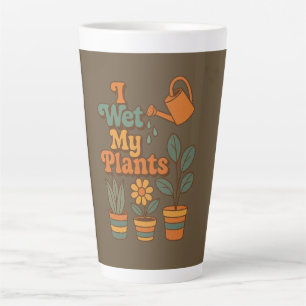 I Wet My Plants – Retro 70s Stripes Latte Mug