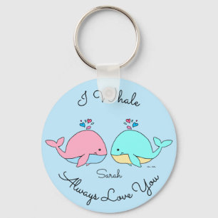 I Whale Always Love You Kawaii Blue Key Ring