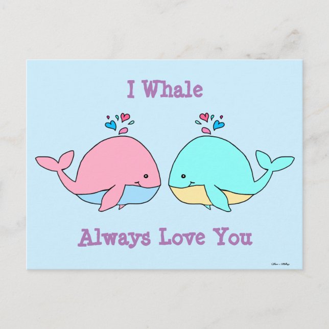 I Whale Always Love You Kawaii Postcard (Front)