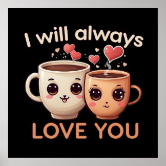 I will always love you, Cute tea cups couple Poster