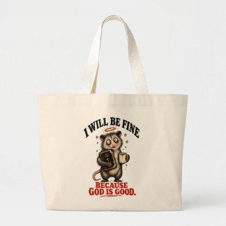 I Will Be Fine Because God Is Good Christian Women Large Tote Bag