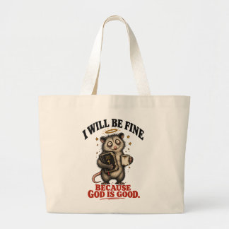 I Will Be Fine Because God Is Good Christian Women Large Tote Bag