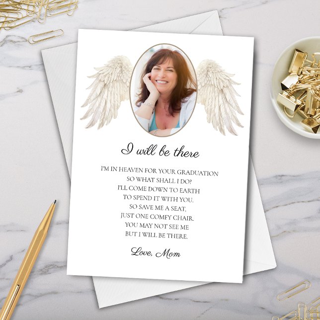 I Will Be There Mum Memorial for Graduate Card (i will be there card from deceased mom in heaven to graduate with please save a seat memorial poem)
