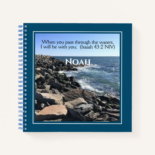  I Will Be With You Photo of Ocean Bible Verse Notebook (Front)