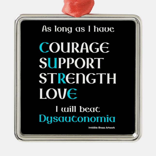 I Will Beat...Dysautonomia Metal Tree Decoration (Front)