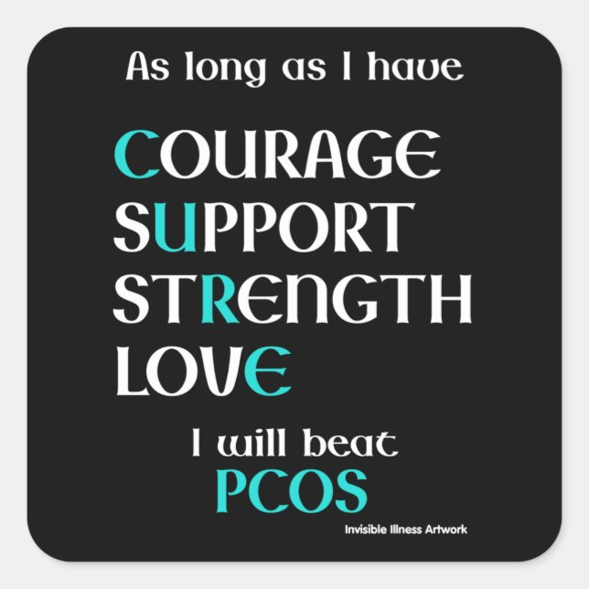 I Will Beat...PCOS Square Sticker (Front)