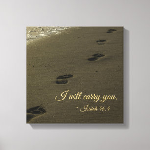 I Will Carry You Sand Footprints Canvas Print