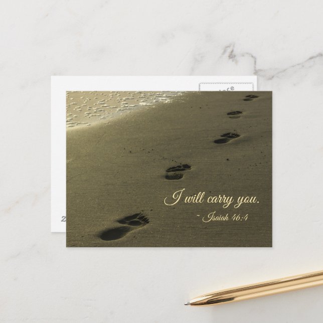 I Will Carry You Sand Footprints Postcard (Front/Back In Situ)