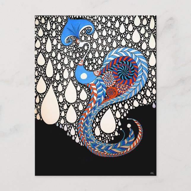 I Will Catch All Your Tears Umbrella Peacock Postcard (Front)