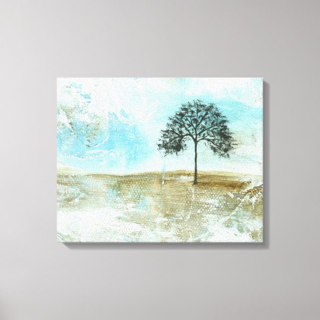 I Will Endure Abstract Landscape Lone Tree Art Canvas Print (Front)