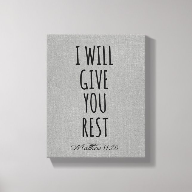 I will give you rest Bible Verse Scripture Canvas Print (Front)