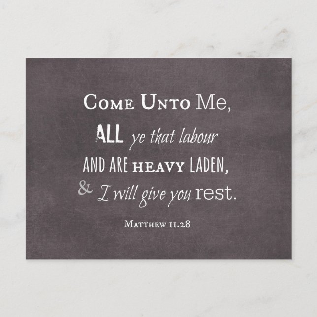 I will give you rest Bible Verse Scripture Postcard (Front)