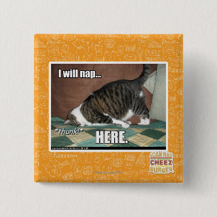 I will nap here 15 cm square badge