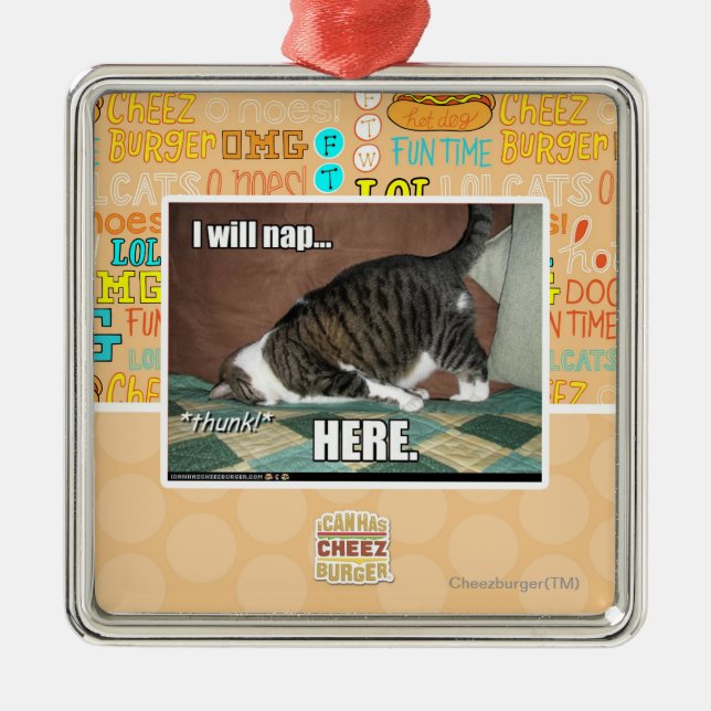 I will nap here metal tree decoration (Front)