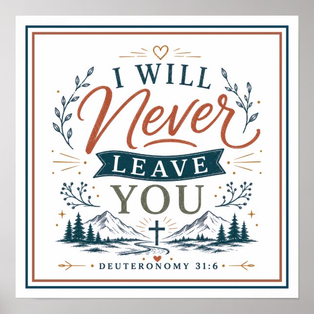 I Will Never Leave You Christian Bible Verse Quote Poster (Front)