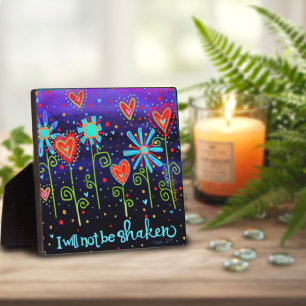 I Will Not be Shaken Floral Hearts Inspirivity Plaque