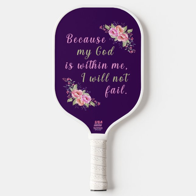 "I Will Not Fail" Purple Pickleball Paddle (Front)