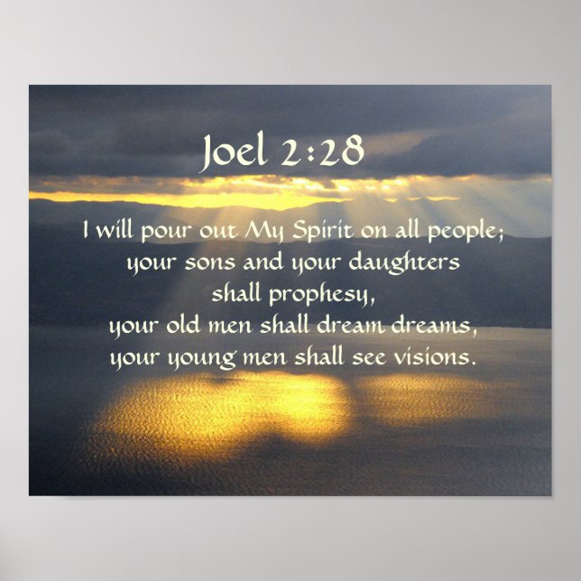 I will pour out My Spirit Joel 2 28, Bible Verse Poster (Front)