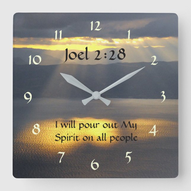 I will pour out My Spirit Joel 2 28, Bible Verse Square Wall Clock (Front)