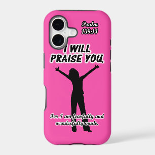 I Will Praise You - Psalm 139:14 Pink Silhouette