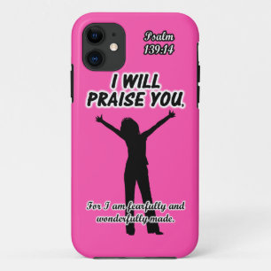 I Will Praise You - Psalm 139:14 Pink Silhouette Case-Mate iPhone Case