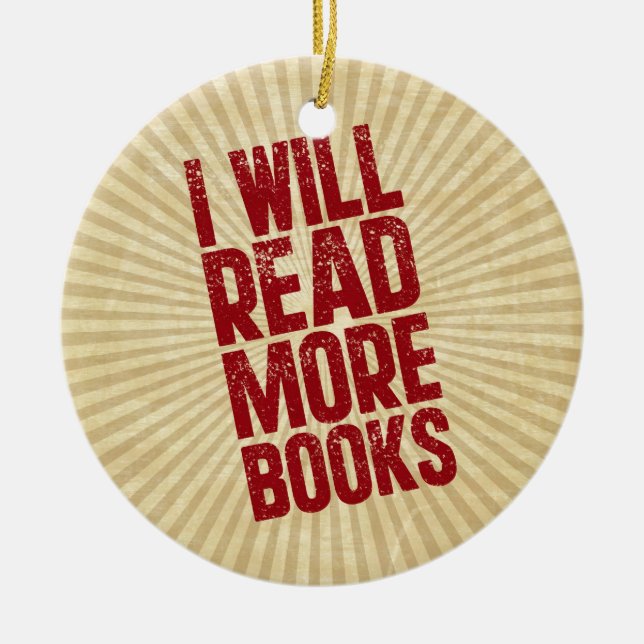 I Will Read More Books Ceramic Tree Decoration (Front)