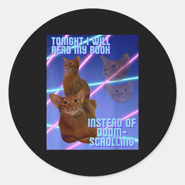 I will read my book instead of doomscrolling  classic round sticker (Front)