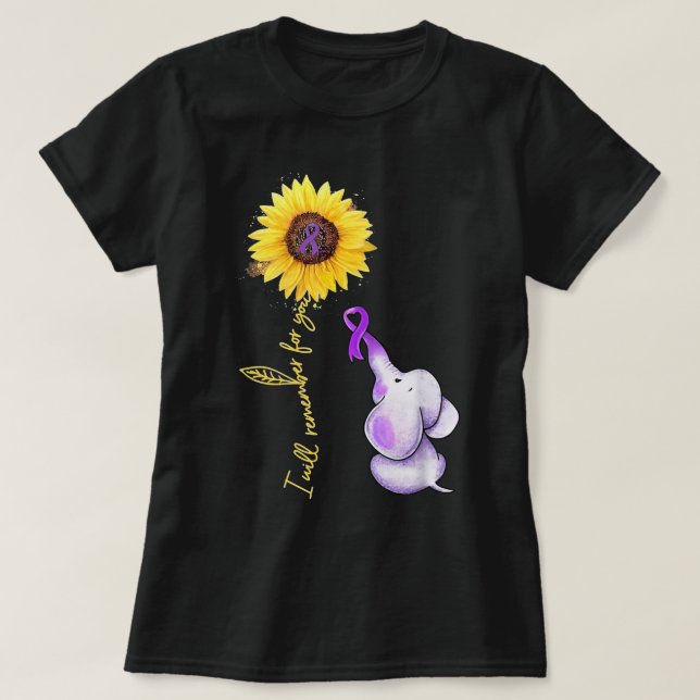 I Will Remember For You Alzheimer Awareness Elepha T-Shirt (Design Front)
