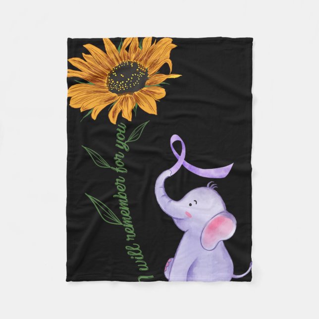 I Will Remember For You Elephant Sunflower Heimerh Fleece Blanket (Front)