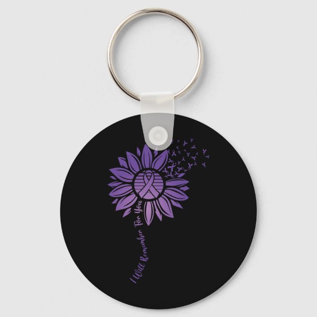 I Will Remember For You Purple Sunflower Alzheimer Key Ring (Front)