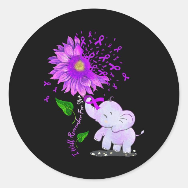I Will Remember For You Sunflower Alzheimerheimer  Classic Round Sticker (Front)