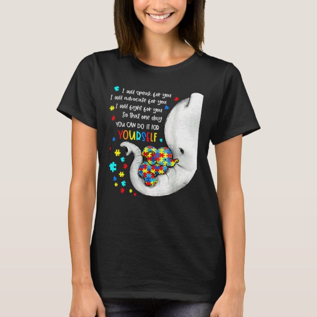 I Will Speak For You Elephant Mum Autism Child Awa T-Shirt (Front)