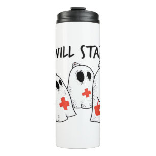 I Will Stab You Ghost Nurse Funny RN Halloween Gho Thermal Tumbler