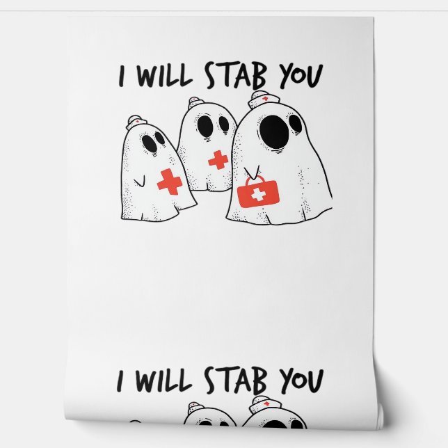 I Will Stab You Ghost Nurse Funny RN Halloween Gho Wallpaper (Unrolling)