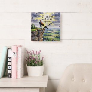 I will trust and not be afraid. Isaiah 12:2 Square Wall Clock